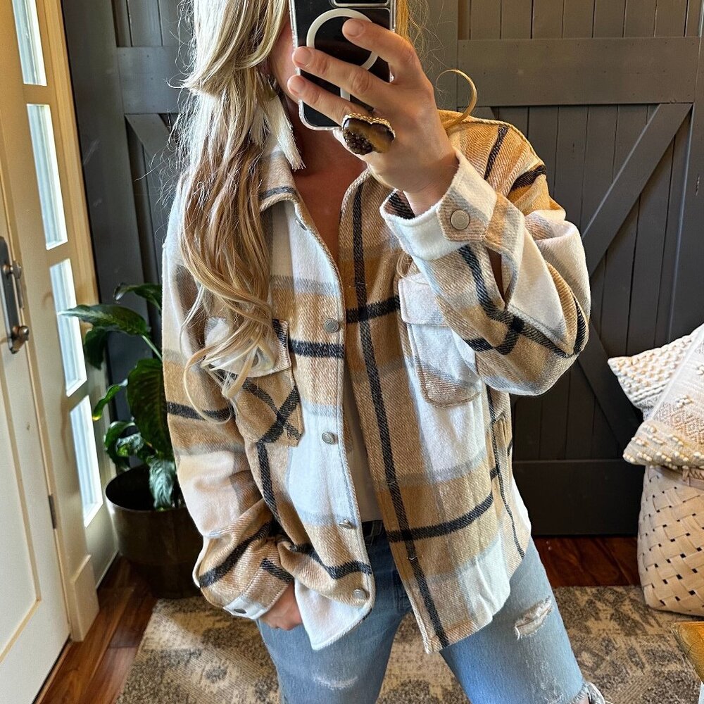 Button Front Sweater Jacket Flannel Oversized Coat